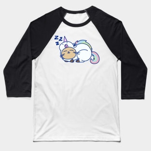 Sleepy Unicorn Cat Baseball T-Shirt